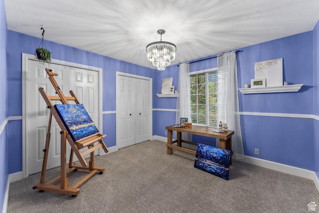 3338 E Creek Rd, Cottonwood Heights, UT 84121 - carpeted office featuring baseboards and a chandelier