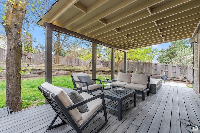 3338 E Creek Rd, Cottonwood Heights, UT 84121 - deck featuring an outdoor living space and a fenced backyard