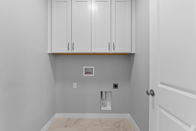 11888 S Golden Pine Ln, Riverton, UT 84065 - laundry room featuring cabinet space, baseboards, hookup for an electric dryer, and marble finish floor