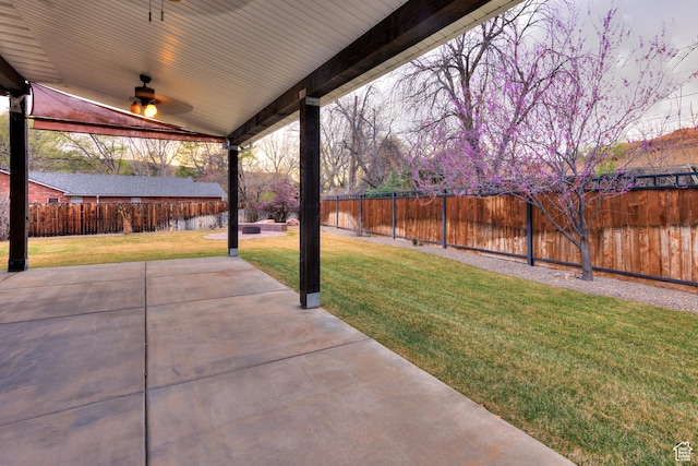 284 W Mcgill Blvd, Moab, UT 84532 - view of patio / terrace featuring a fenced backyard and ceiling fan