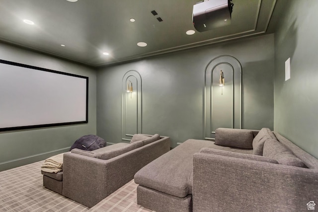 70 E Deer Meadow Ct, Woodland Hills, UT 84653 - carpeted home theater featuring recessed lighting