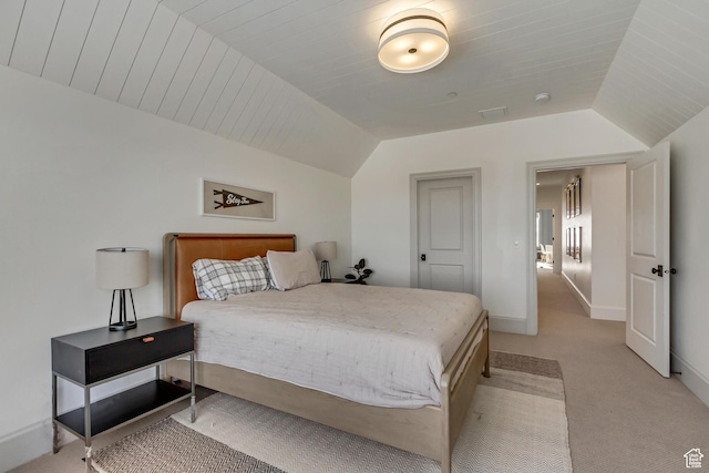 70 E Deer Meadow Ct, Woodland Hills, UT 84653 - bedroom featuring baseboards, vaulted ceiling, and light colored carpet