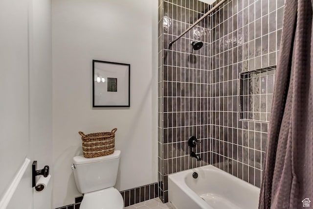 70 E Deer Meadow Ct, Woodland Hills, UT 84653 - full bathroom featuring shower / bath combination with curtain, toilet, and tile patterned flooring