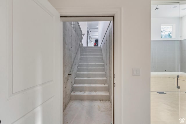 70 E Deer Meadow Ct, Woodland Hills, UT 84653 - stairs with concrete floors