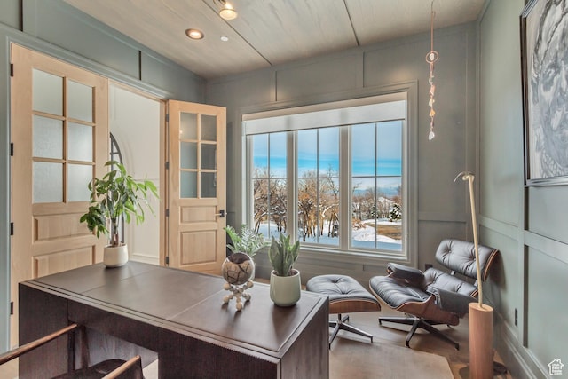 70 E Deer Meadow Ct, Woodland Hills, UT 84653 - office space with wood finished floors, recessed lighting, and a decorative wall