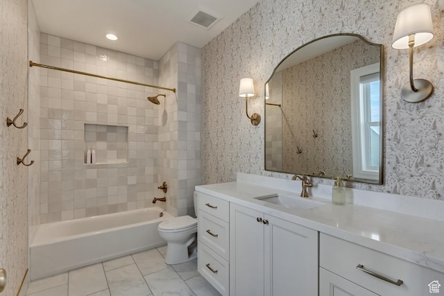 70 E Deer Meadow Ct, Woodland Hills, UT 84653 - full bath with washtub / shower combination, visible vents, toilet, and vanity
