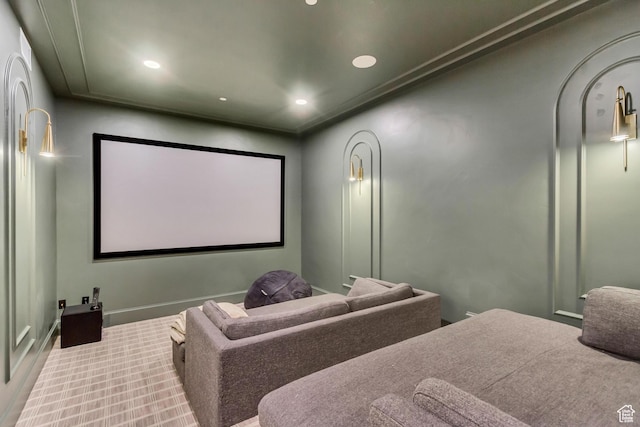 70 E Deer Meadow Ct, Woodland Hills, UT 84653 - cinema room with recessed lighting and carpet flooring