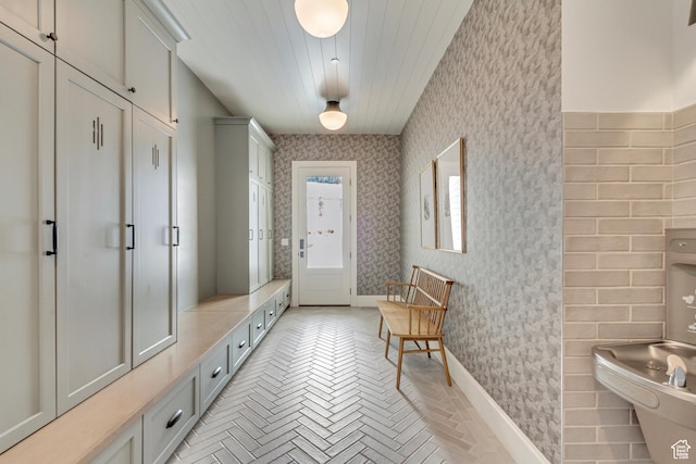 70 E Deer Meadow Ct, Woodland Hills, UT 84653 - mudroom featuring wallpapered walls and baseboards
