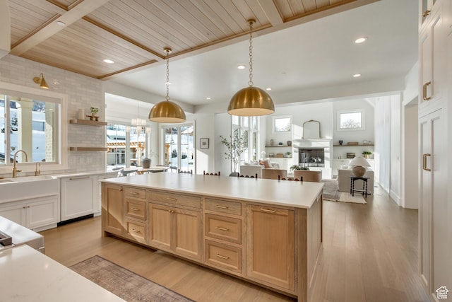 70 E Deer Meadow Ct, Woodland Hills, UT 84653 - kitchen featuring paneled dishwasher, light countertops, a sink, and light wood-style flooring