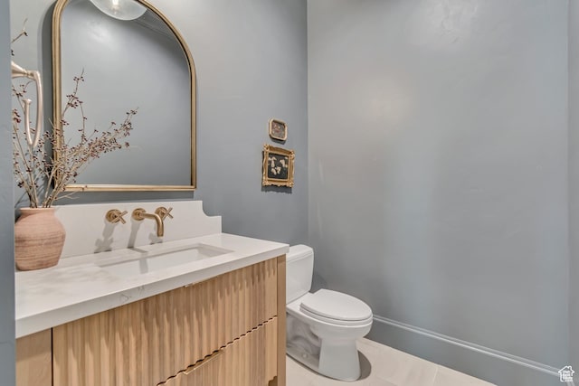 70 E Deer Meadow Ct, Woodland Hills, UT 84653 - half bathroom featuring toilet, vanity, and tile patterned floors