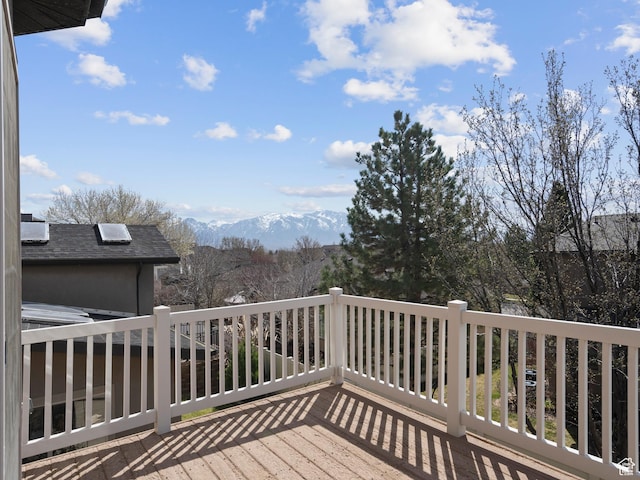 deck with a mountain view