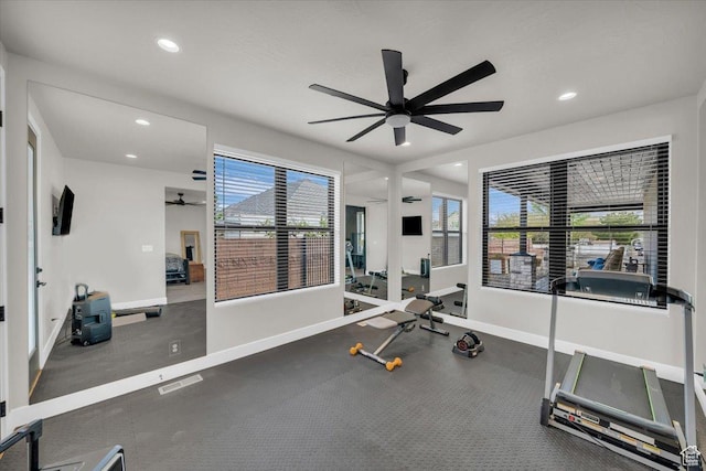 444 S 1530 W, Hurricane, UT 84737 - workout area featuring ceiling fan, baseboards, and recessed lighting