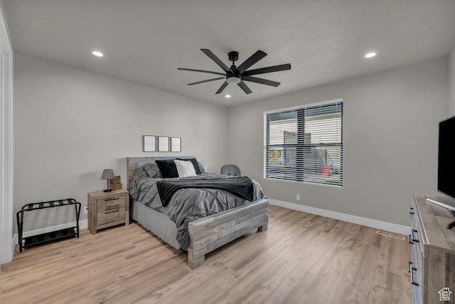 444 S 1530 W, Hurricane, UT 84737 - bedroom featuring light wood-type flooring, ceiling fan, baseboards, and recessed lighting