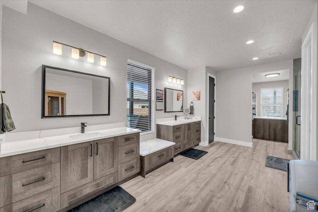 444 S 1530 W, Hurricane, UT 84737 - bathroom with a sink, baseboards, wood finished floors, and a healthy amount of sunlight
