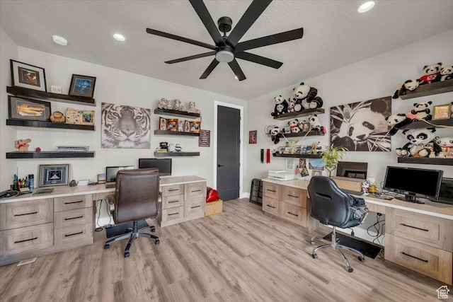 444 S 1530 W, Hurricane, UT 84737 - office with light wood-style floors, a ceiling fan, recessed lighting, built in desk, and baseboards
