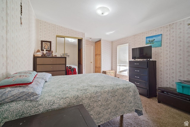 5801 S 7100 W, Hooper, UT 84315 - carpeted bedroom with a closet and wallpapered walls
