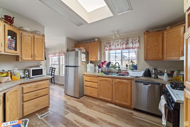 5801 S 7100 W, Hooper, UT 84315 - kitchen with light wood-type flooring, a sink, plenty of natural light, and stainless steel appliances