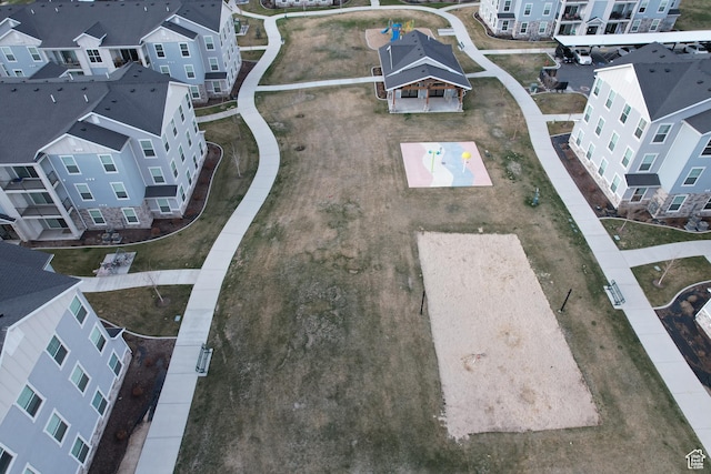 bird's eye view with a residential view