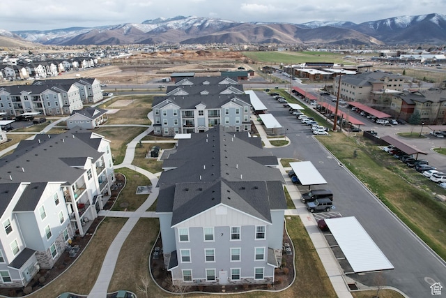 bird's eye view with a mountain view and a residential view