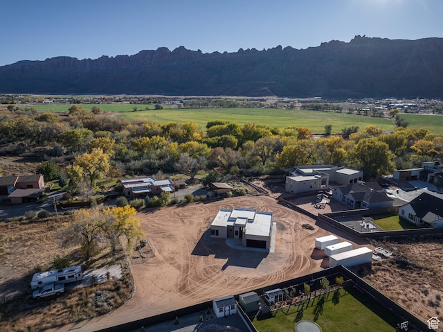 aerial view with a mountain view