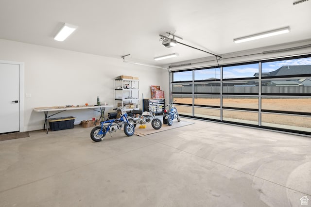 garage with a garage door opener