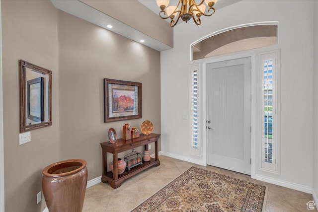 1152 W Vista View Dr, Washington, UT 84780 - foyer entrance featuring baseboards, a notable chandelier, and light tile patterned flooring