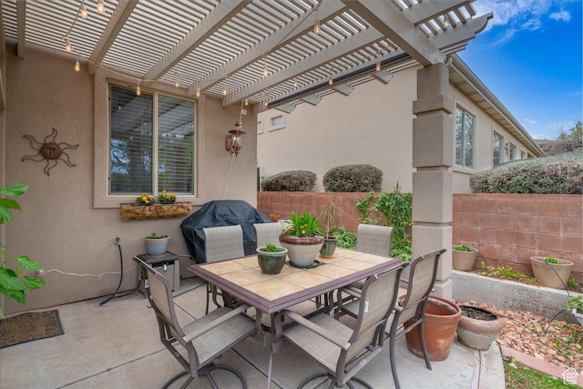 1152 W Vista View Dr, Washington, UT 84780 - view of patio featuring outdoor dining space, fence, and a pergola
