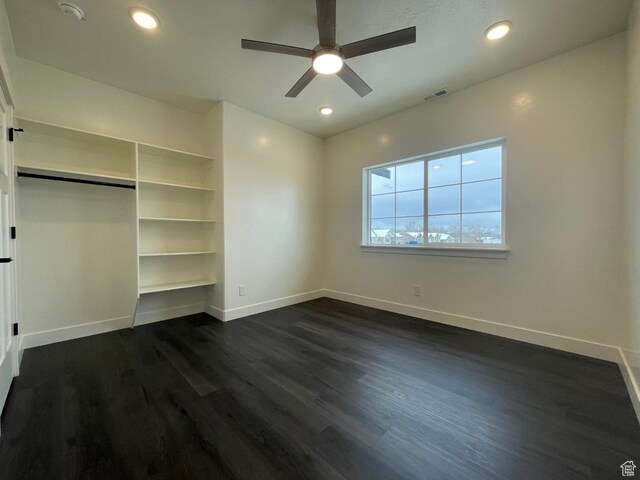 631 N 4250 W, Vernal, UT 84078 - unfurnished bedroom with recessed lighting, dark wood-type flooring, visible vents, and baseboards