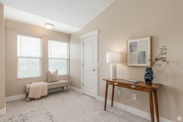 3723 S Gowan Ln W, Salt Lake City, UT 84115 - sitting room with baseboards, carpet flooring, and lofted ceiling