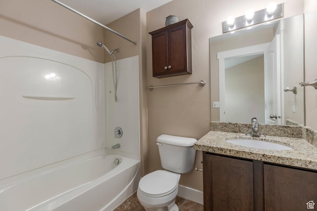 3723 S Gowan Ln W, Salt Lake City, UT 84115 - bathroom featuring toilet, vanity, baseboards, and bathtub / shower combination