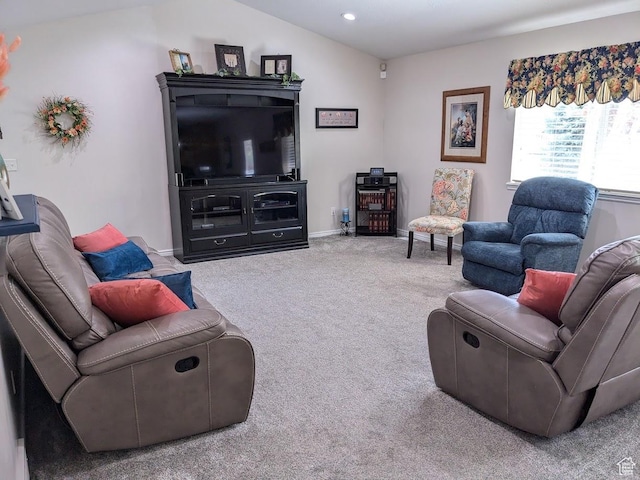 641 W 3550 S, Riverdale, UT 84405 - living area featuring baseboards, recessed lighting, carpet, and lofted ceiling