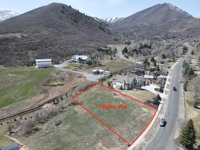 bird's eye view featuring a mountain view