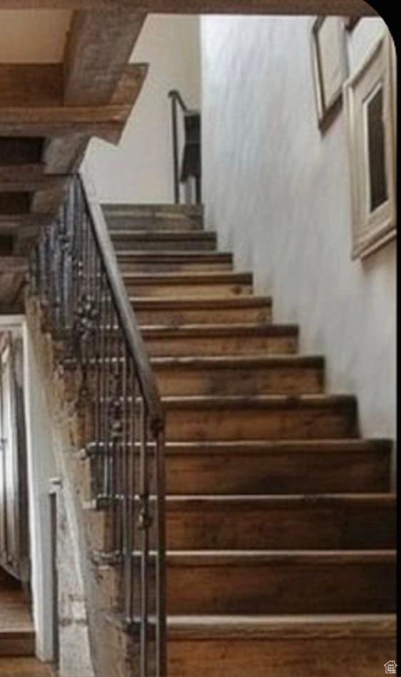 staircase featuring wood finished floors
