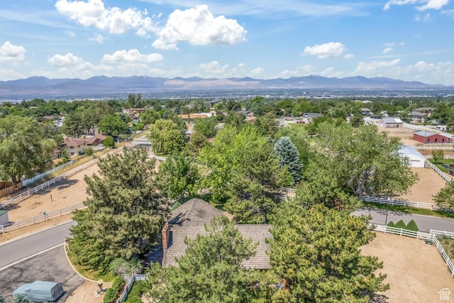drone / aerial view with a mountain view