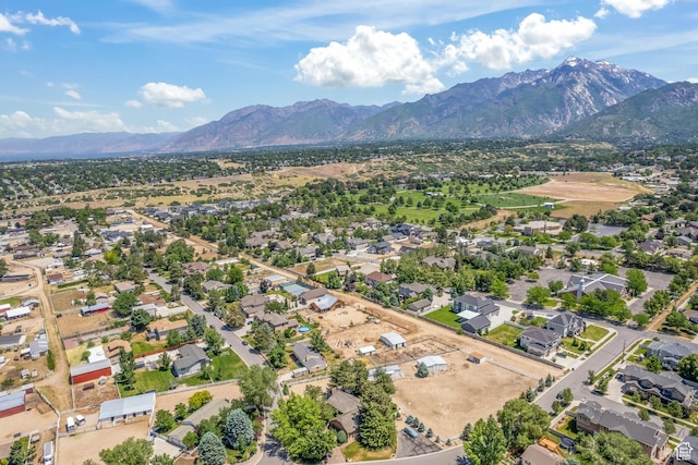 bird's eye view with a mountain view and a residential view