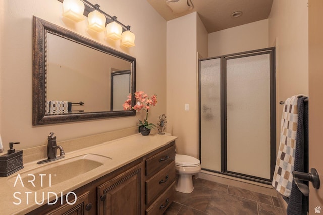 1285 Summerwood Cir, Santa Clara, UT 84765 - bathroom with a shower stall, vanity, and toilet