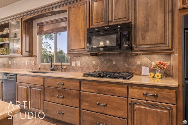 1285 Summerwood Cir, Santa Clara, UT 84765 - kitchen with a sink, light countertops, black microwave, and stainless steel dishwasher