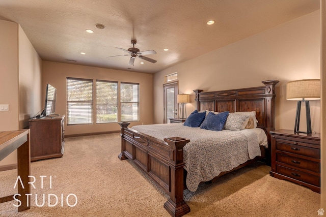 1285 Summerwood Cir, Santa Clara, UT 84765 - bedroom featuring baseboards, recessed lighting, light colored carpet, and a textured ceiling