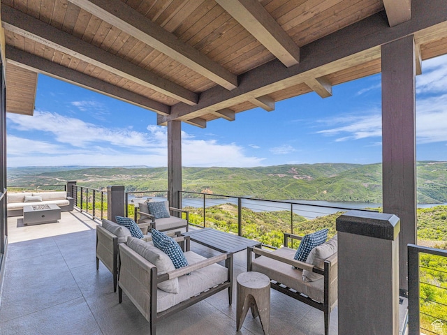 2178 E Lone Peak Ln, Kamas, UT 84036 - view of patio with a water view and an outdoor living space