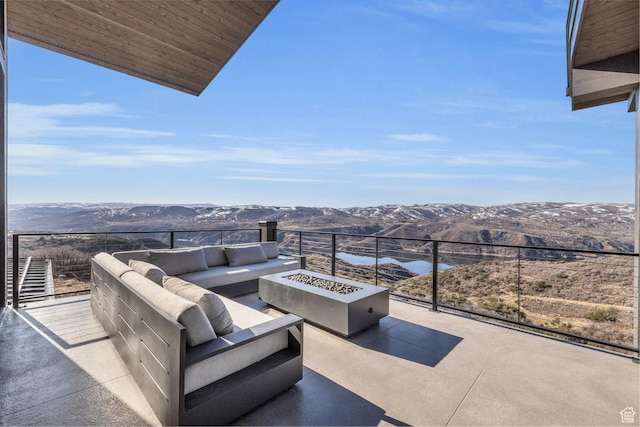 2178 E Lone Peak Ln, Kamas, UT 84036 - view of patio / terrace with a mountain view and an outdoor living space with a fire pit