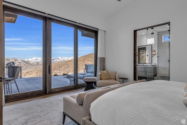 2178 E Lone Peak Ln, Kamas, UT 84036 - bedroom featuring visible vents, access to exterior, and a mountain view