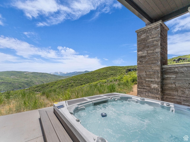 2178 E Lone Peak Ln, Kamas, UT 84036 - view of pool with a hot tub and a mountain view