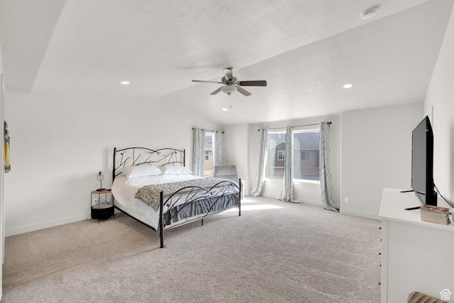 3632 E Sapphire Creek Ln N Unit 318, Eagle Mountain, UT 84005 - bedroom featuring vaulted ceiling, ceiling fan, carpet floors, baseboards, and recessed lighting