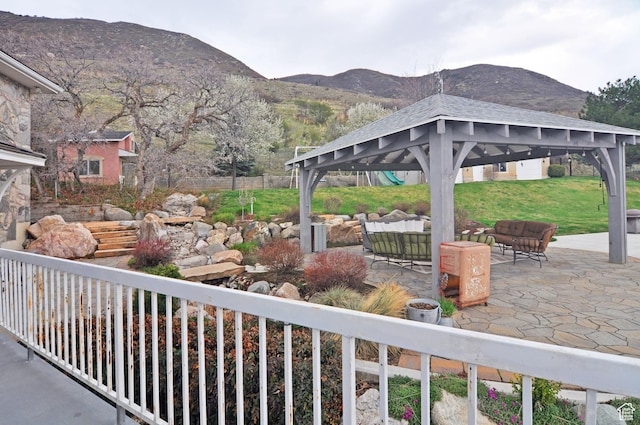 360 E 1825 N, Centerville, UT 84014 - exterior space featuring fence, a gazebo, an outdoor living space, and a mountain view