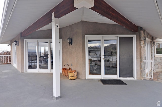 360 E 1825 N, Centerville, UT 84014 - doorway to property with french doors, a patio area, and stucco siding