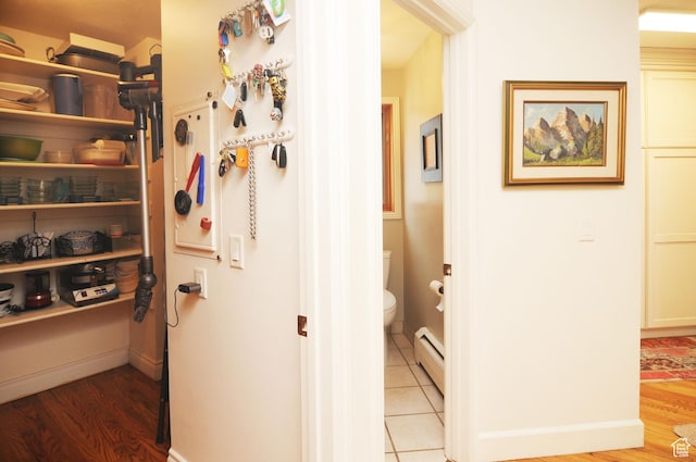 360 E 1825 N, Centerville, UT 84014 - corridor featuring baseboard heating, baseboards, and light wood-style flooring
