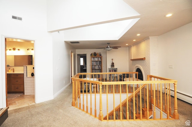 360 E 1825 N, Centerville, UT 84014 - interior space with light carpet, an upstairs landing, visible vents, and recessed lighting