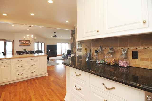 360 E 1825 N, Centerville, UT 84014 - kitchen with open floor plan, light wood-style flooring, recessed lighting, and decorative backsplash