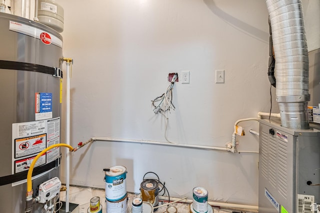 utilities with strapped water heater and heating unit