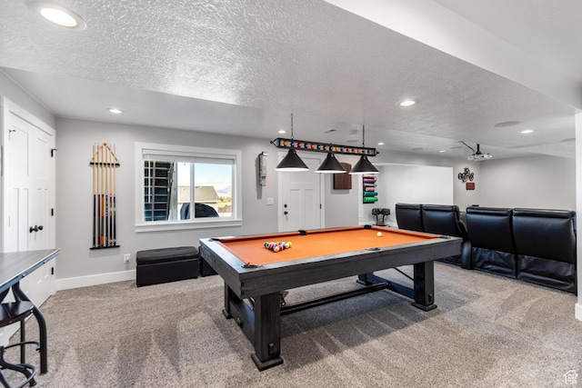 51 S 1250 E, Smithfield, UT 84335 - playroom with recessed lighting, carpet flooring, pool table, and a textured ceiling